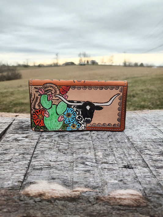 Floral Longhorn Checkbook Cover