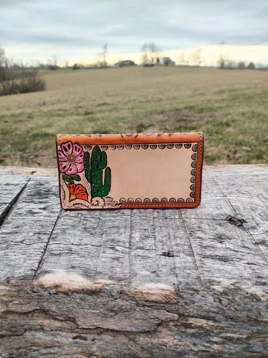 Floral Longhorn Checkbook Cover